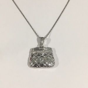 14k White Gold Diamond 💎 Purse 👛 Necklace 0.25ct